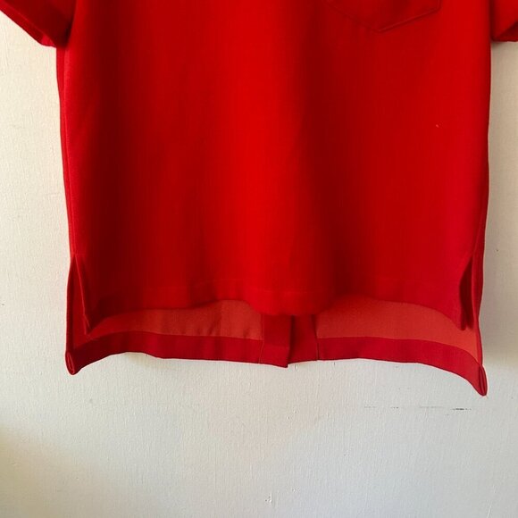 Madewell Blouse Womens Small Red Short Sleeve Rear Button Holiday Pocket Boxy - Picture 2 of 8